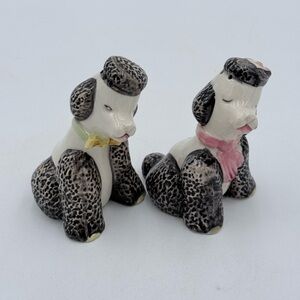 Vintage Anthropomorphic Kissing Poodle Salt & Pepper Shakers Pair Ceramic